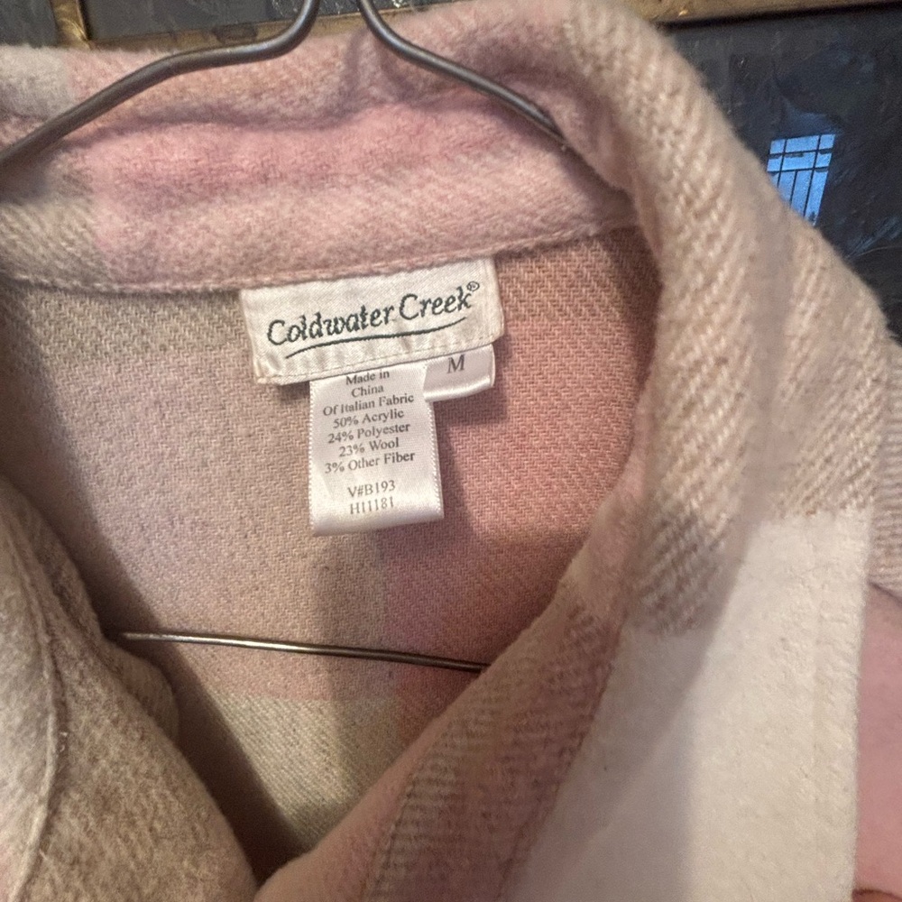 COLDWATER CREEK WOOL BLEND BUTTON DOWN SHIRT 22” PTP - Picture 9 of 13